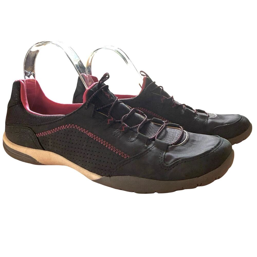 Clarks Collection Luminate Trace Sneakers Black Pink Athletic Shoes sz 11 M